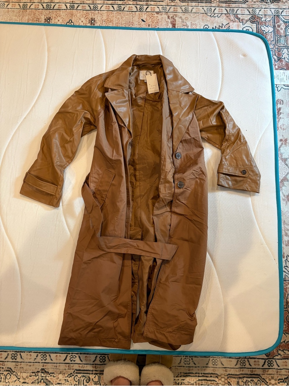 a new day Brown Trench Coat with Waist Tie